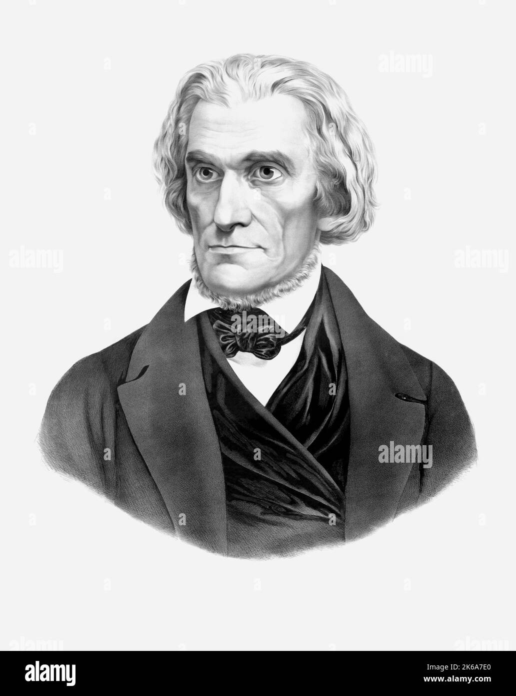 Lithographie du 19th siècle de John C. Calhoun, un homme politique renommé. Banque D'Images