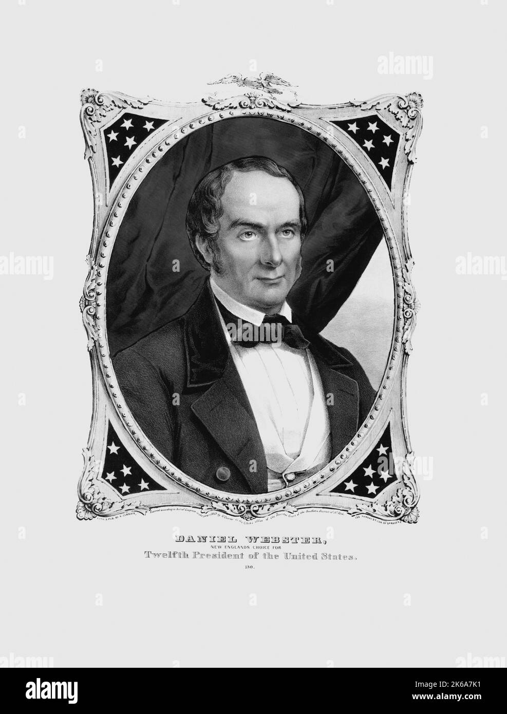 Portrait de lithographie Daniel Webster, 1847. Banque D'Images