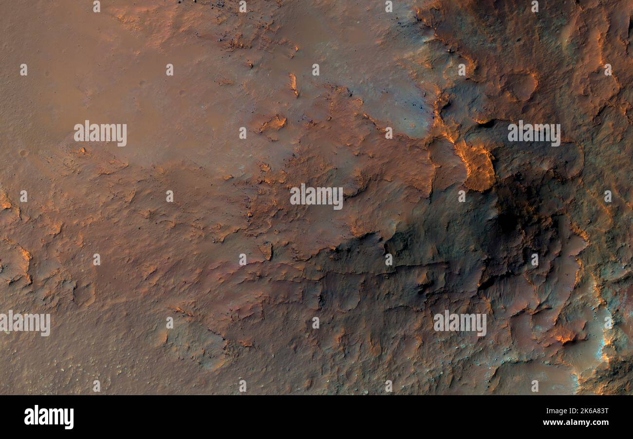 Un glissement de terrain coloré à EOS Chasma dans la partie sud des Valles Marineris sur la planète Mars. Banque D'Images