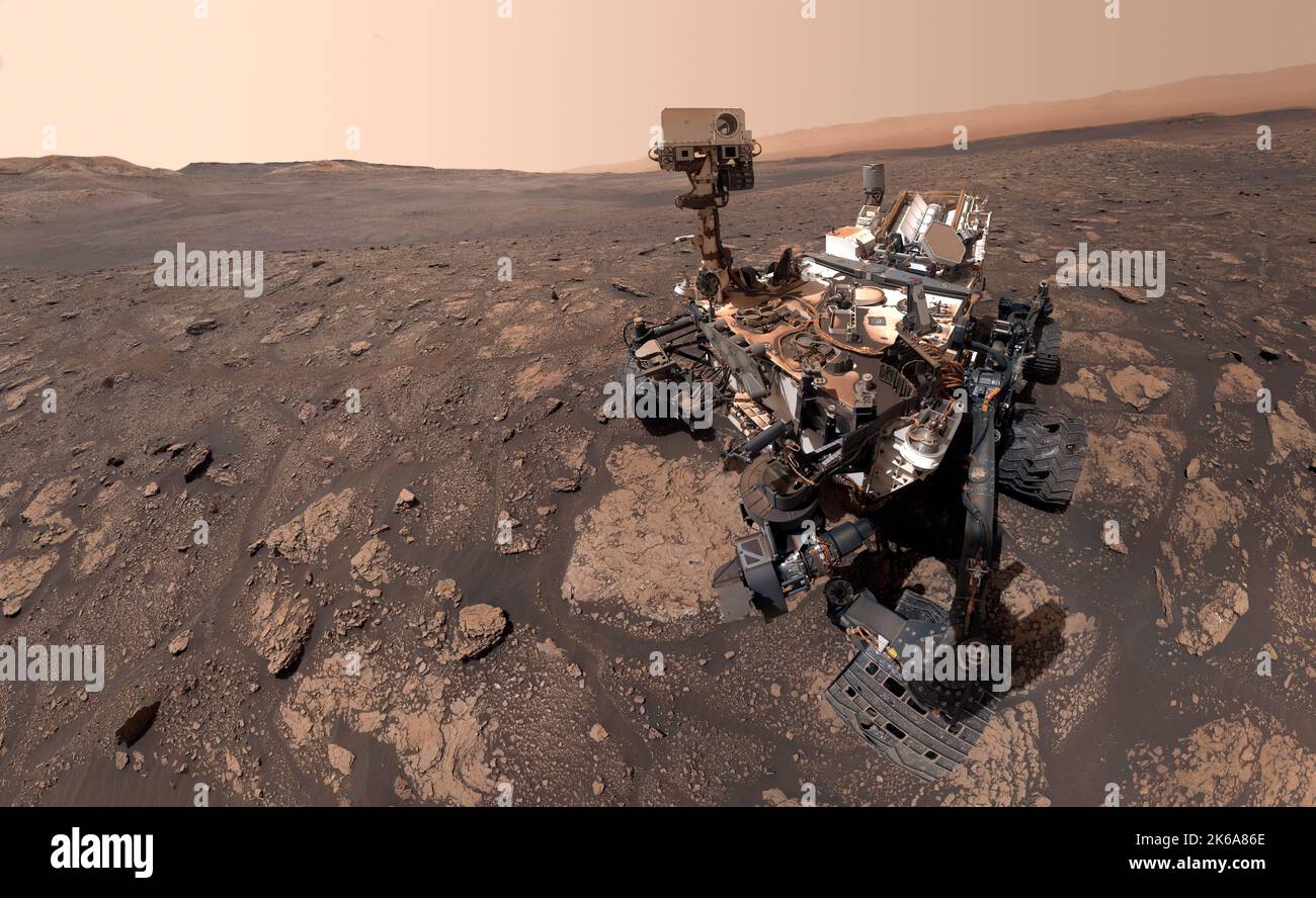 Le selfie de curiosité à l'emplacement de Mary Anning sur Mars. Banque D'Images