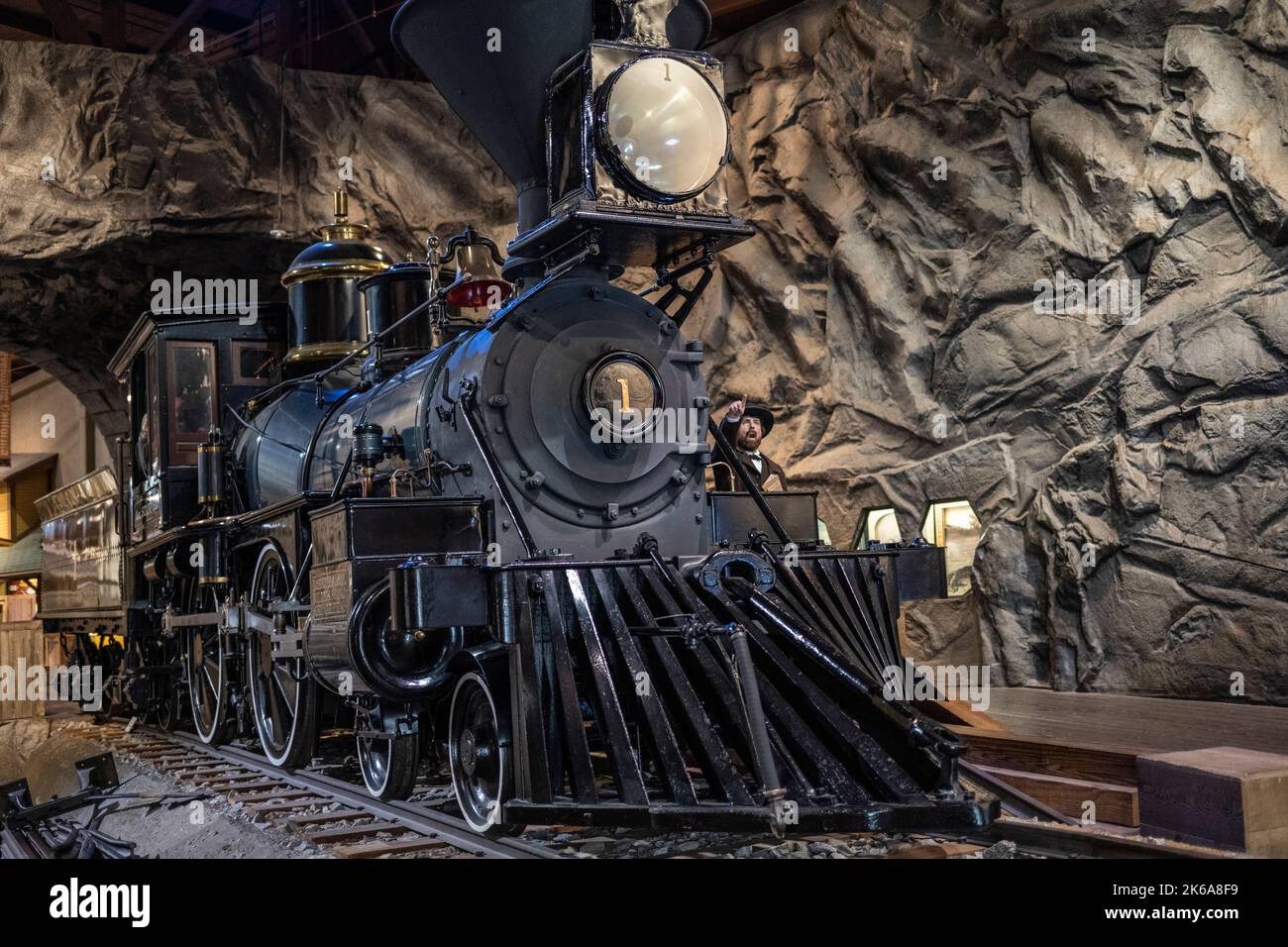 Locomotive de train du gouverneur Stanford au musée du chemin de fer de l'État de Californie Banque D'Images