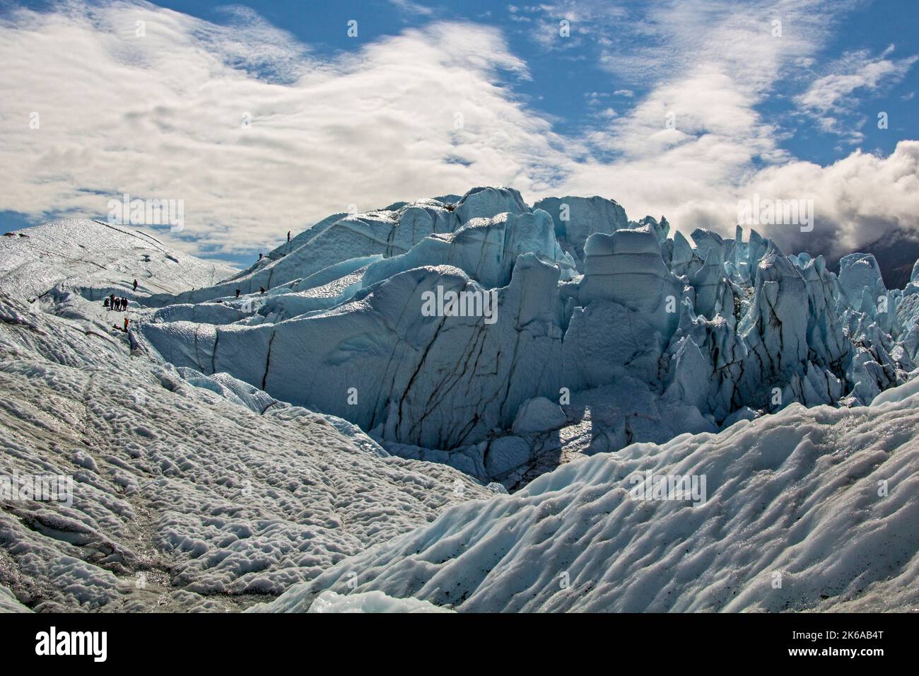 Randonneurs sur le glacier Matanuska, Alaska. Banque D'Images