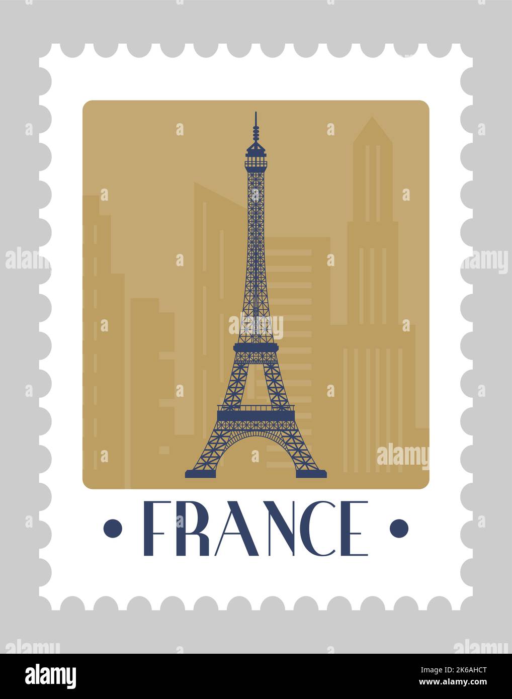 La Tour Eiffel en France, carte postale ou postmarks Illustration de Vecteur