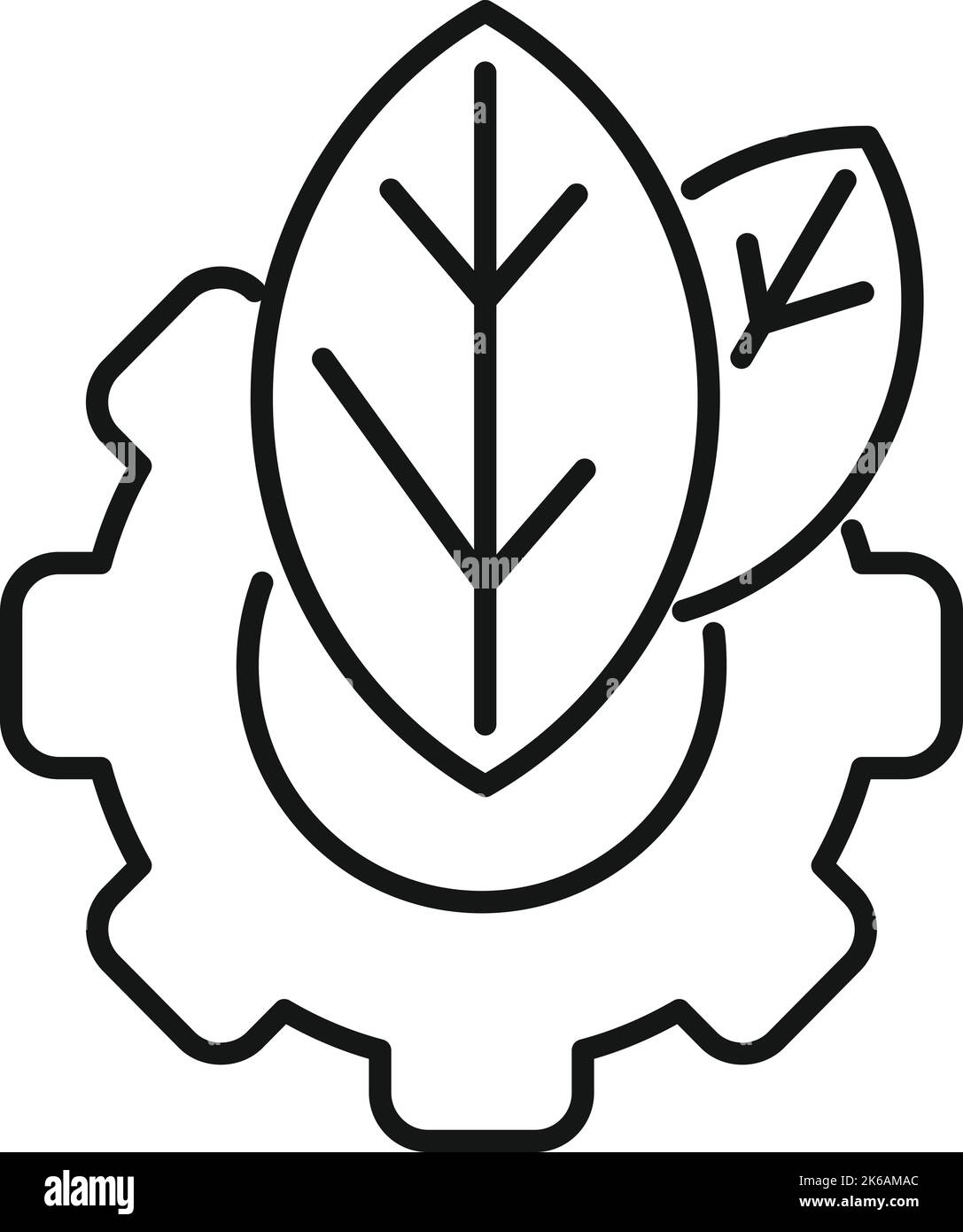 Vecteur de contour de l'icône ECO Gear. La nature propre. Sauvegarde usine Illustration de Vecteur
