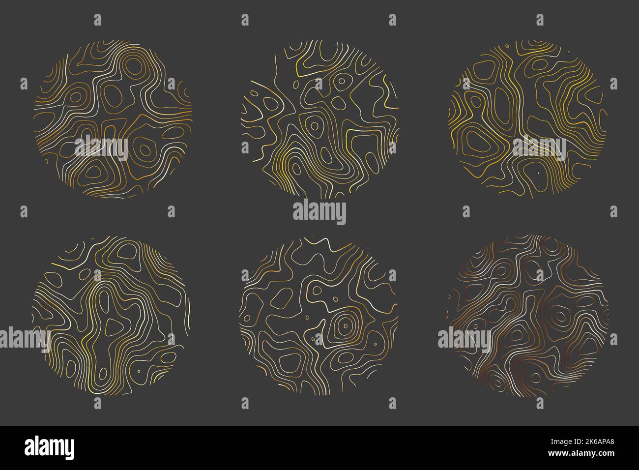Texture du bois avec lignes topographiques. Ondulations organiques motifs ondulés. Ensemble de bagues d'arbre. Illustration de l'effet de booteur vectoriel avec dégradé de métal. Illustration de Vecteur