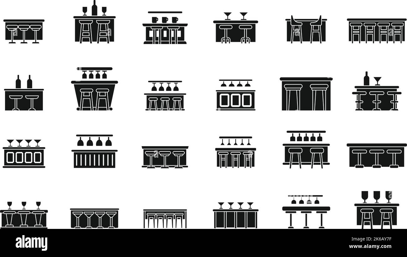 Les icônes de compteur à barres définissent un vecteur simple. Petit déjeuner en verre. Chaise de café Illustration de Vecteur Les icônes de compteur à barres définissent un vecteur simple. Petit déjeuner en verre. Chaise de café Illustration de Vecteur