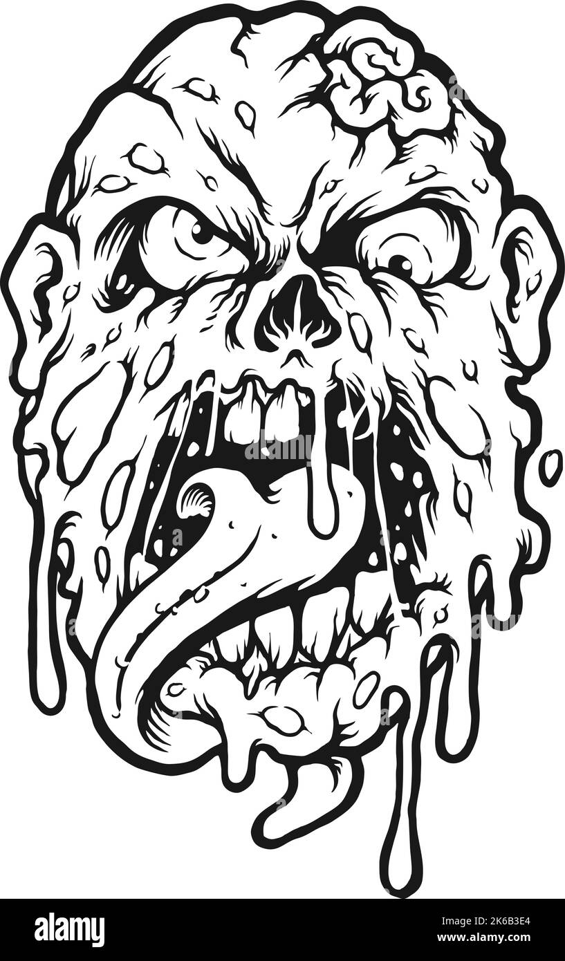 Un monstre créepy qui colle la languette illustrations vectorielles pour votre travail logo, t-shirt de marchandise de mascotte, autocollants et étiquettes, affiche Illustration de Vecteur