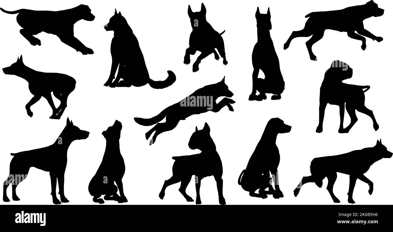 Chien Animal Silhouettes Set Illustration de Vecteur