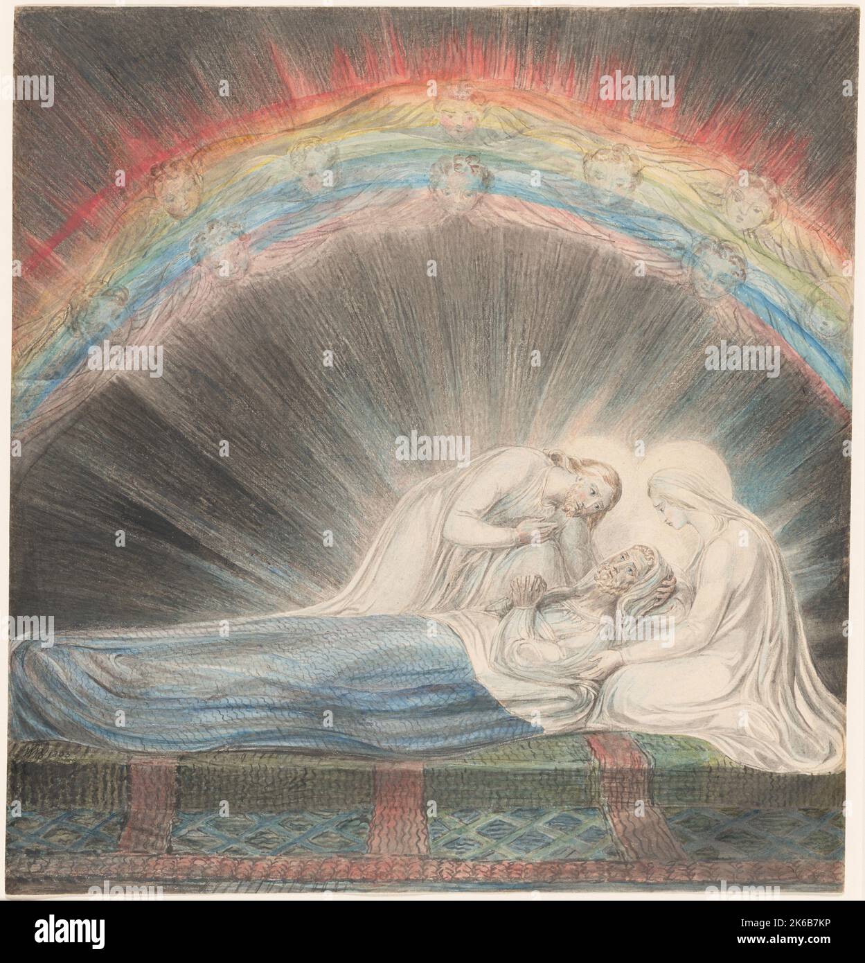 William Blake - la mort de Saint Joseph, 1803 - aquarelle, graphite et charbon de bois sur papier vélin Banque D'Images