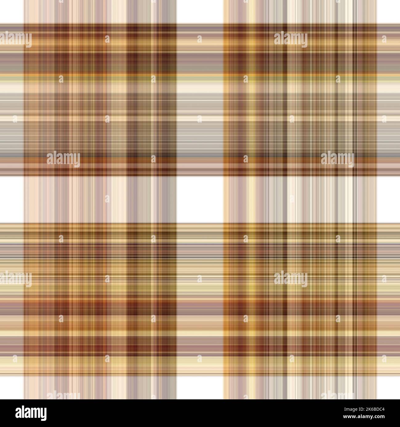 Tissu écossais blanc forêt à motif sans couture. Motif écossais de forêt automnale ton sur ton avec texture organique. Arrière-plan de bande orange pour papier peint rugueux. Banque D'Images