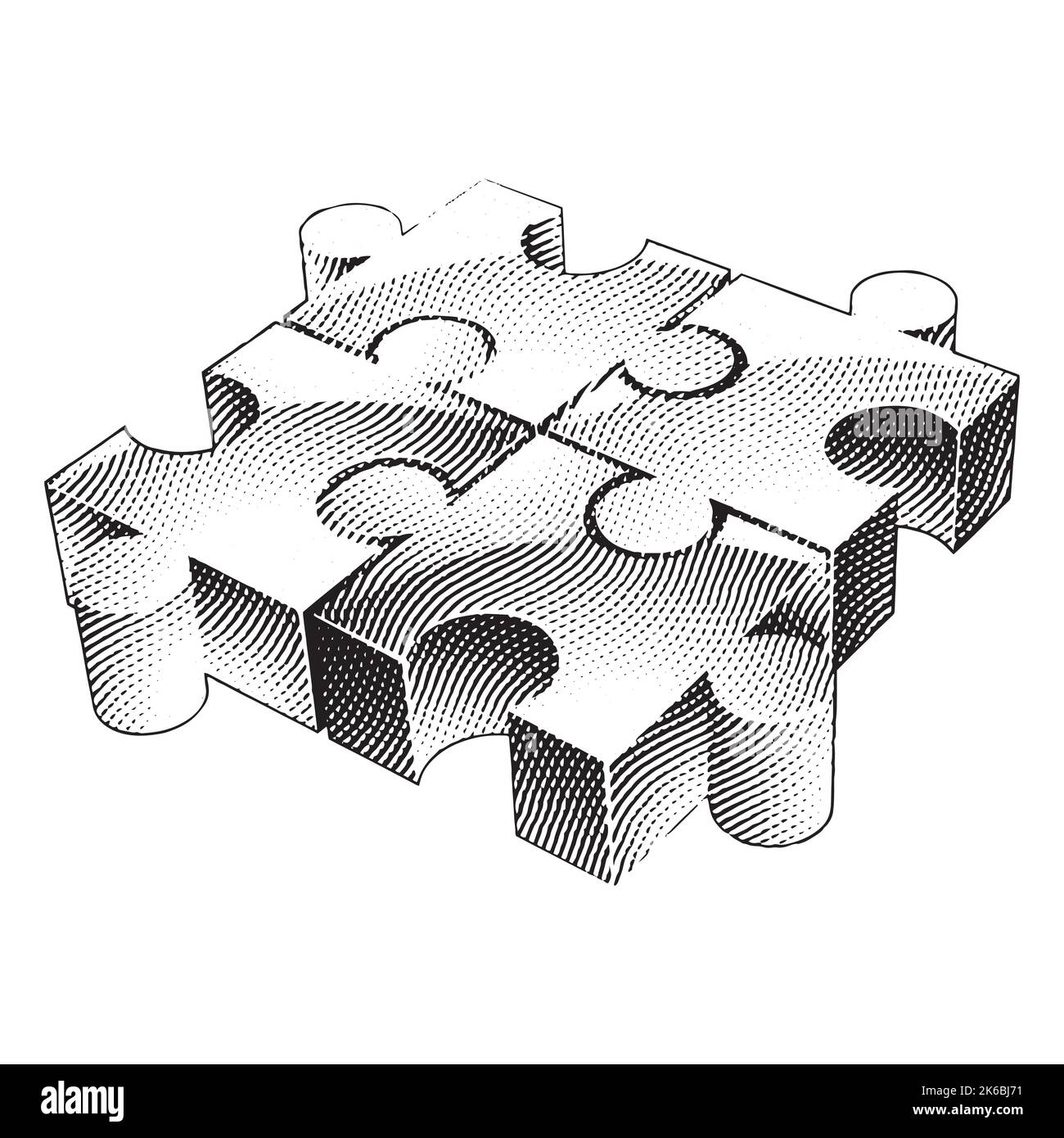 Jigsaw puzzle clip art cartoon Banque d'images noir et blanc - Alamy