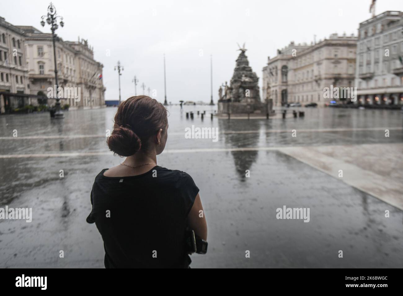 Après-midi pluvieux sur la place de l'unité d'Italie (Piazza UNITA d' Italia). Trieste, Italie Banque D'Images