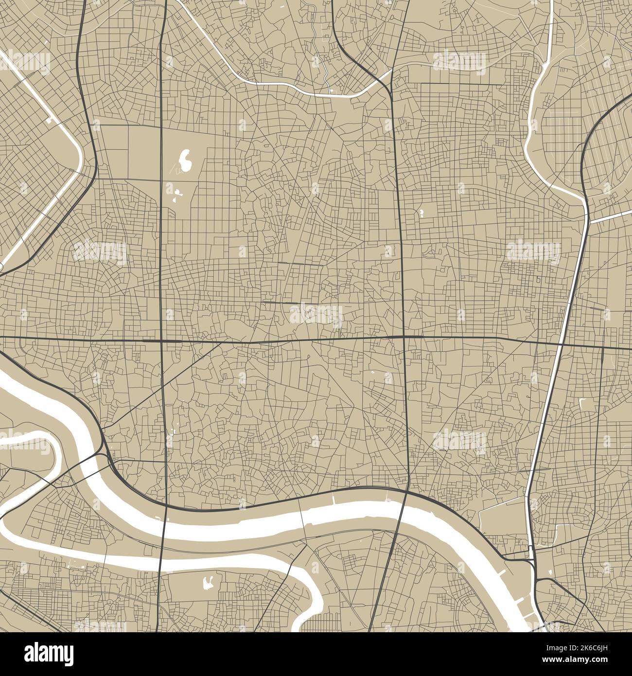 Carte vectorielle d'Adachi, Japon. Illustration de l'affiche de la carte routière de la ville urbaine. Art. Carte Adachi Illustration de Vecteur
