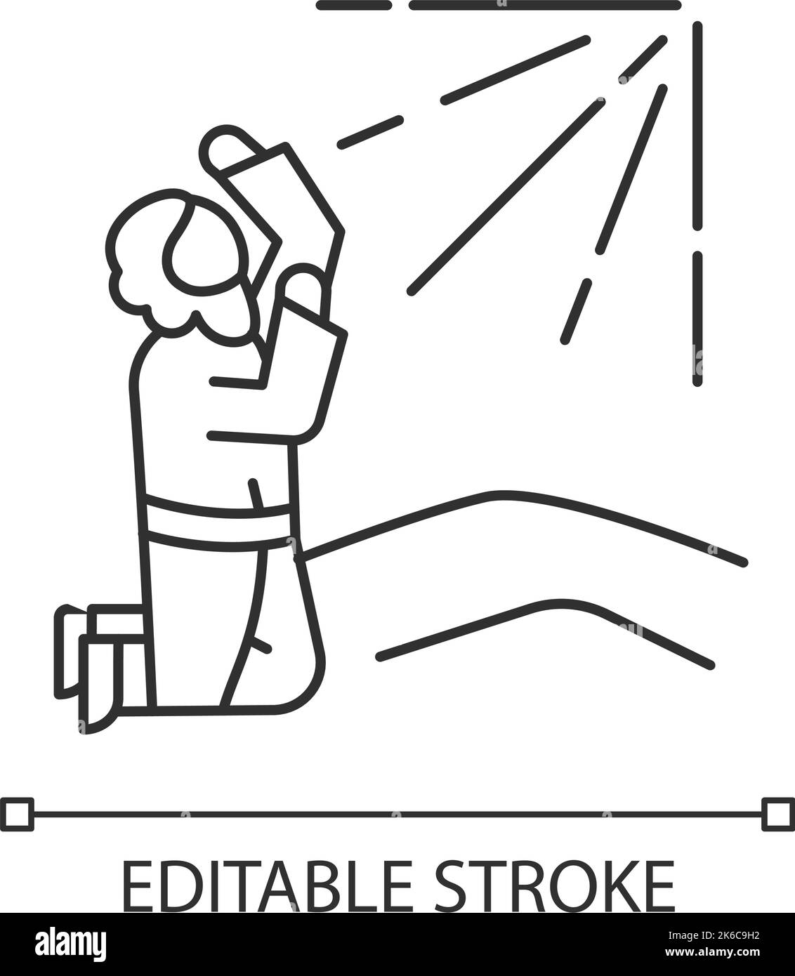 L'apôtre prie pour sainte icône linéaire de radiance Illustration de Vecteur