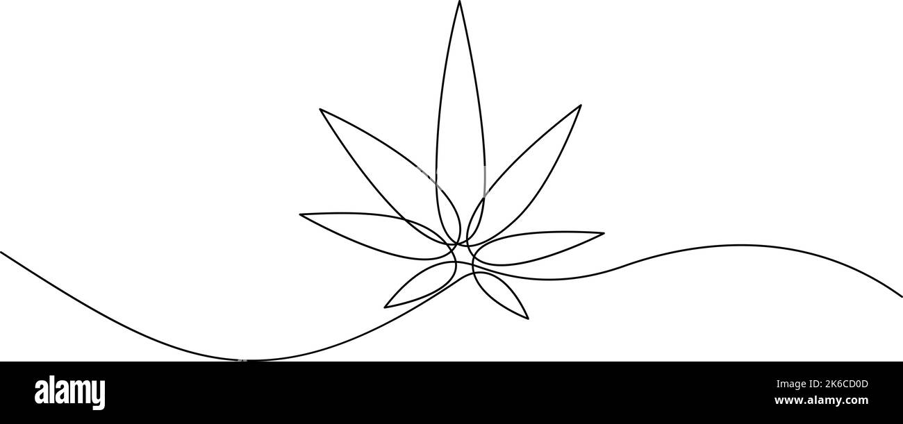 Feuille de cannabis ligne continue art. Marijuana dans un style minimaliste. Une ligne d'art Illustration de Vecteur
