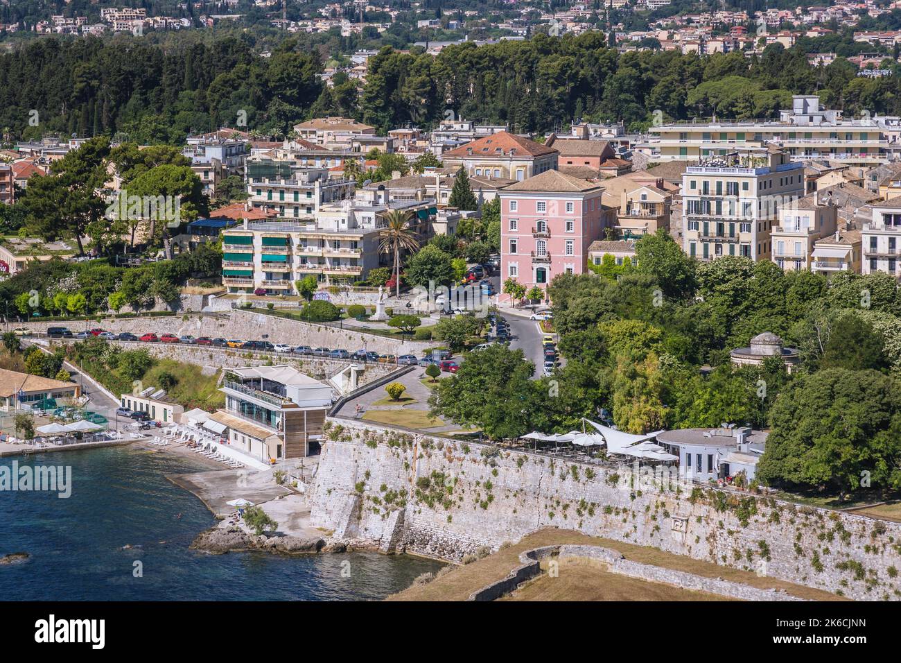Vue aérienne depuis l'ancienne forteresse vénitienne de Corfou, sur une île grecque de Corfou Banque D'Images