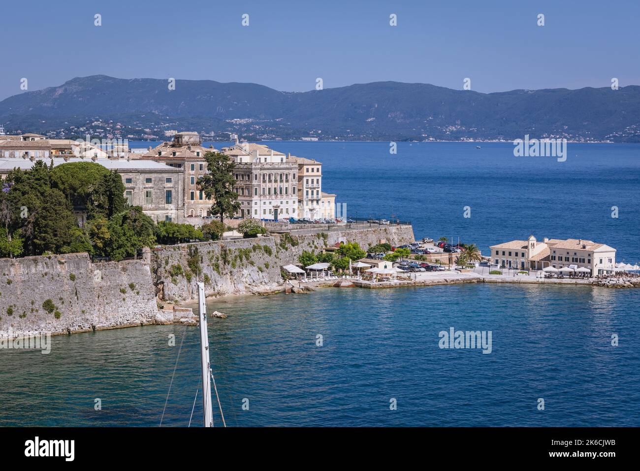 Vue aérienne depuis l'ancienne forteresse vénitienne de Corfou, sur une île grecque de Corfou Banque D'Images