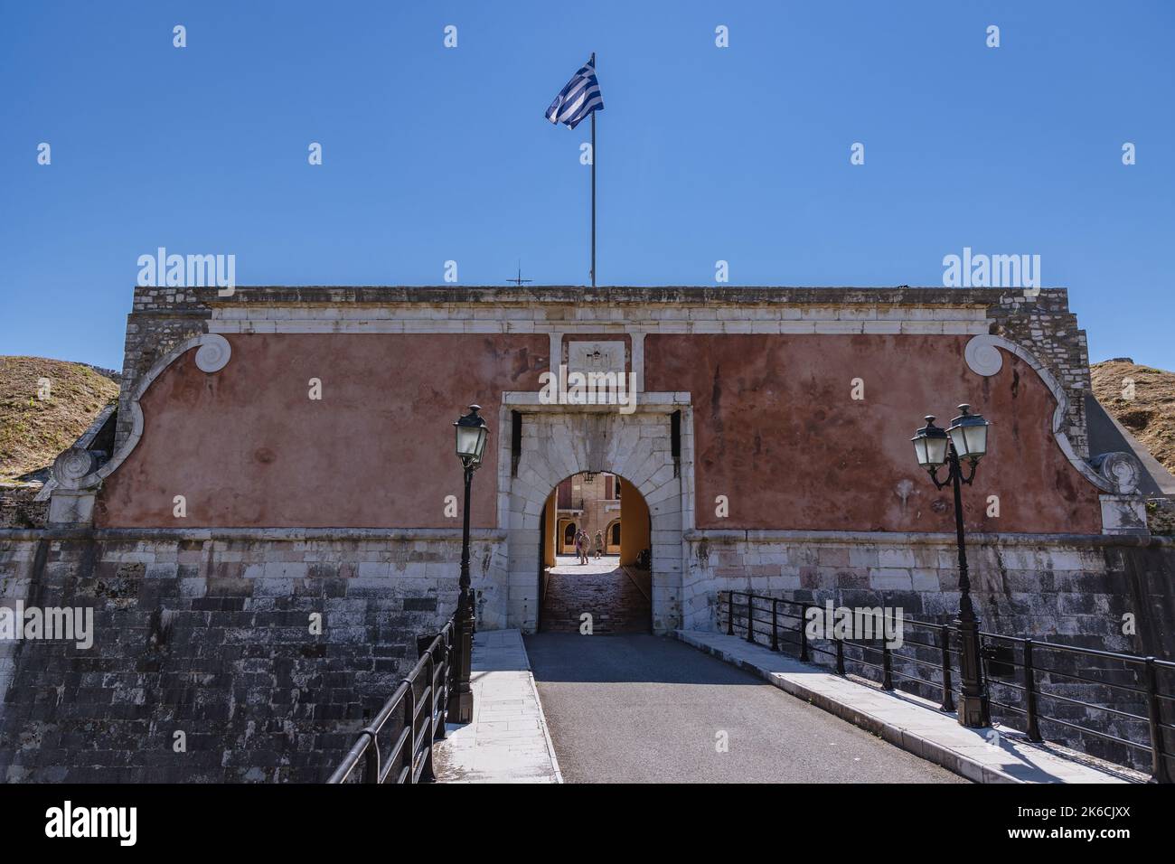 Porte de l'ancienne forteresse vénitienne dans la ville de Corfou sur une île grecque de Corfou Banque D'Images