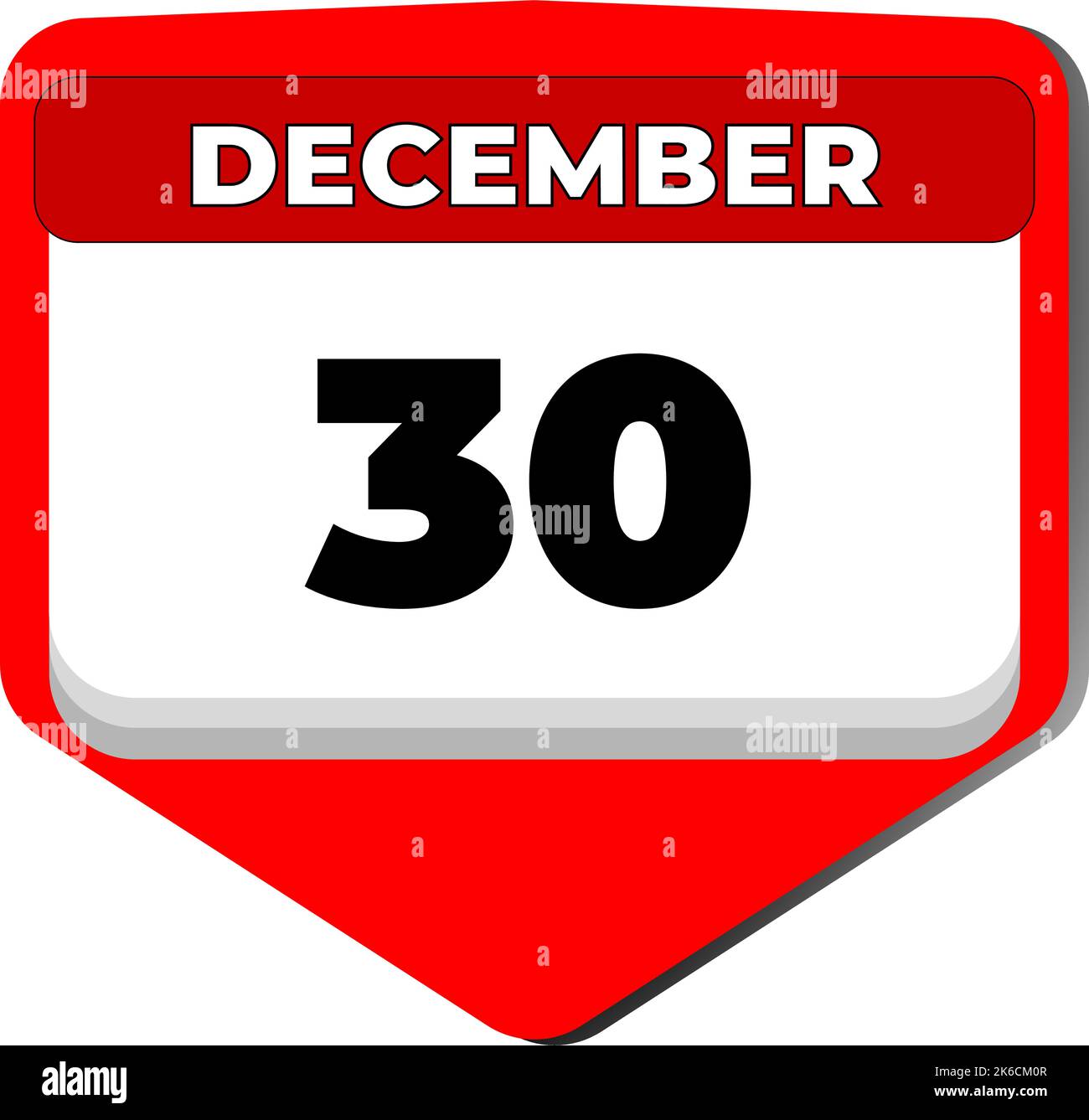 30 décembre Vector icône calendrier jour. 30 date de décembre. Trentième jour de décembre. 30th numéro de date. calendrier de 30 jours. Trente date. Bacon national Illustration de Vecteur