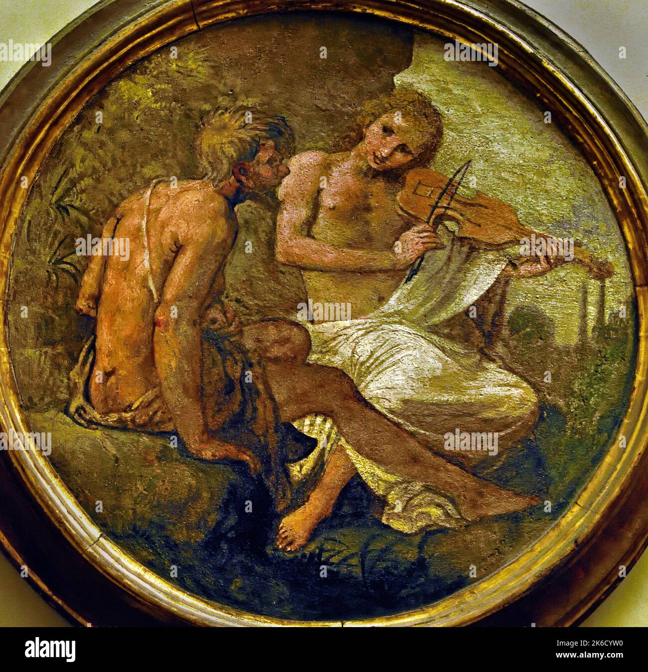 Histoires mythologiques et de l'ancien Testament, c.1634-1635, fresque sur un tapis de roseau, castration d'un satyr par Giovanni da San Giovanni 1590-1638, Uffizi, Florence, Italie. ( Giovanni da San Giovanni (20 mars 1592 – 9 décembre 1636), également connu sous le nom de Giovanni Mannozi, était un peintre italien du début de la période baroque. ) Banque D'Images