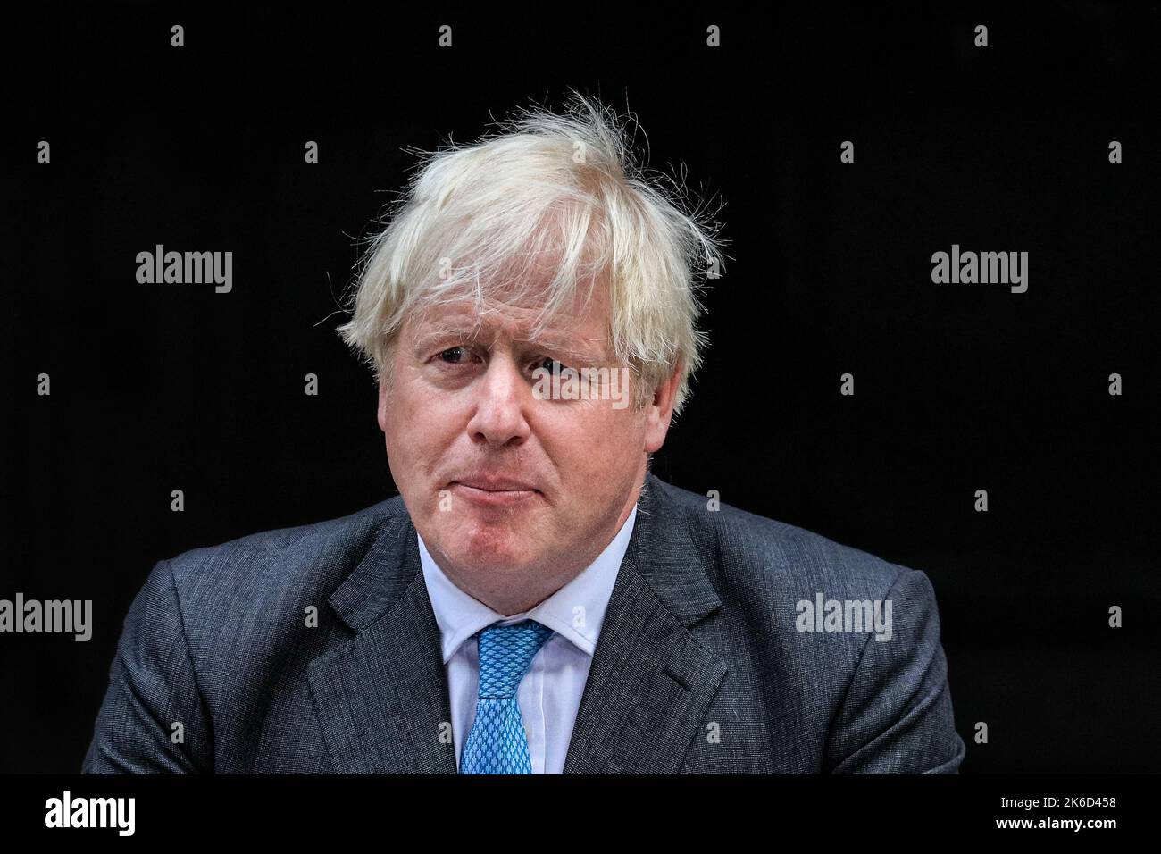Londres, Royaume-Uni, 06th août 2022. Boris Johnson, Premier ministre britannique sortant, prononce un discours d’adieu devant le 10 Downing Street à Westminster Banque D'Images