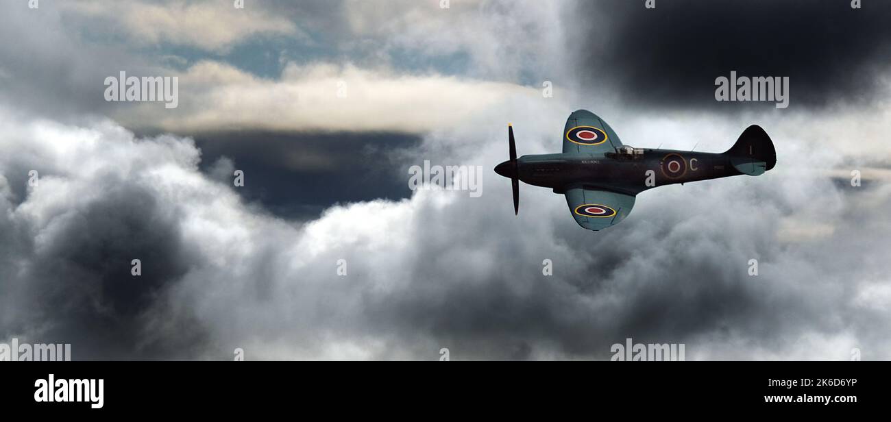 Briitish Spitfire au spectacle aérien East Kirkby. Banque D'Images