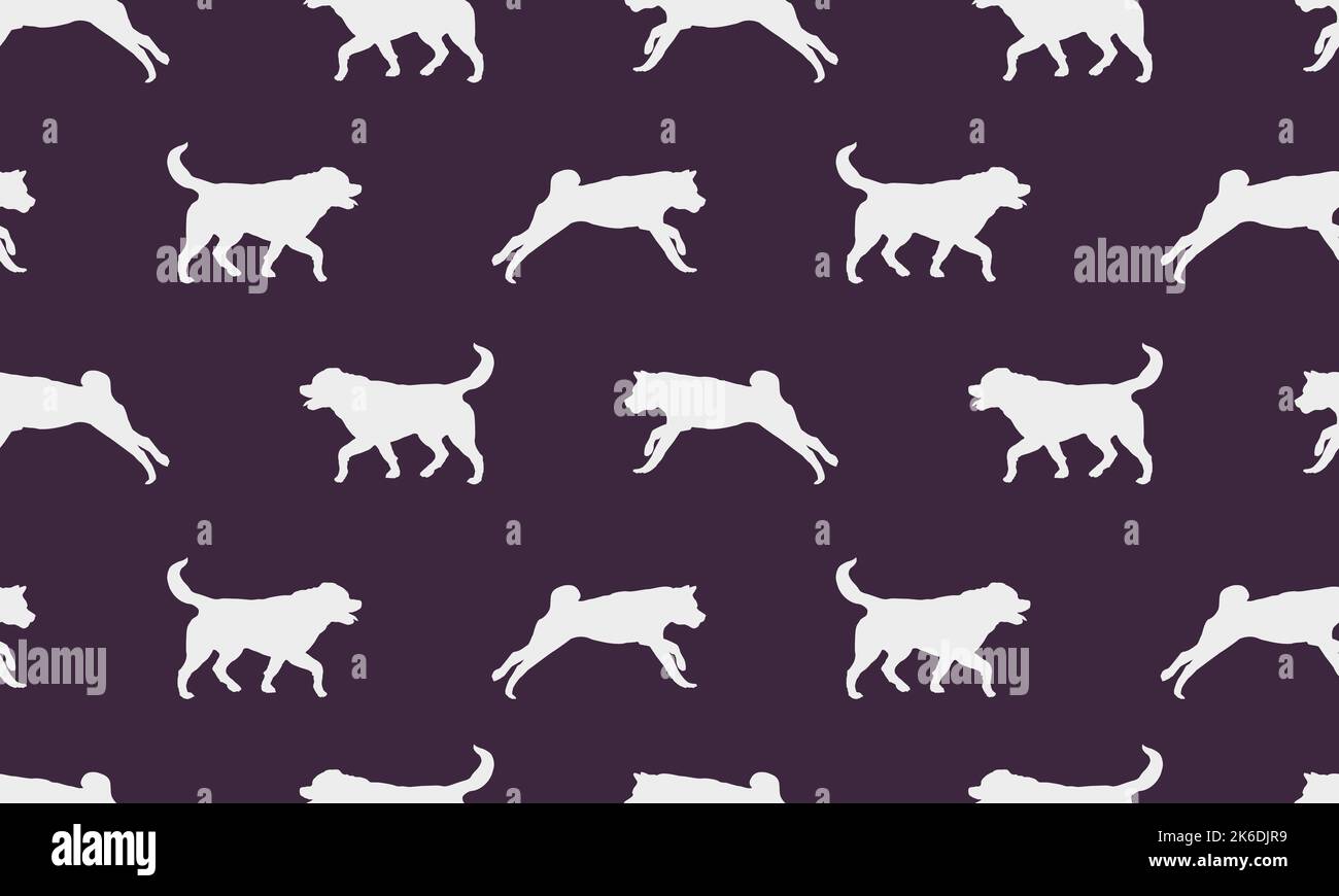 Silhouette de chiens différentes races. Motif sans couture. Texture sans fin. Design pour tissu, décor, papier peint, papier d'emballage, design de surface. Illustration de Vecteur