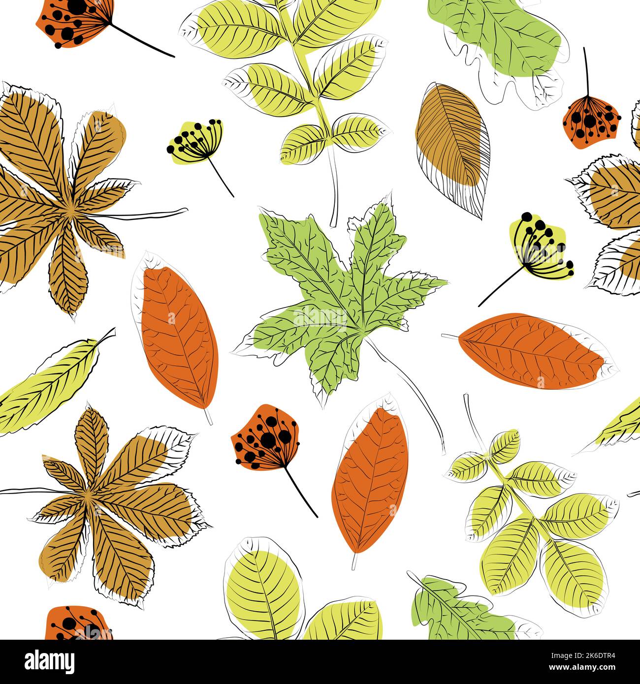 L'automne laisse le fond. Motif sans couture. Illustration vectorielle. Arrière-plan du feuillage d'automne Illustration de Vecteur