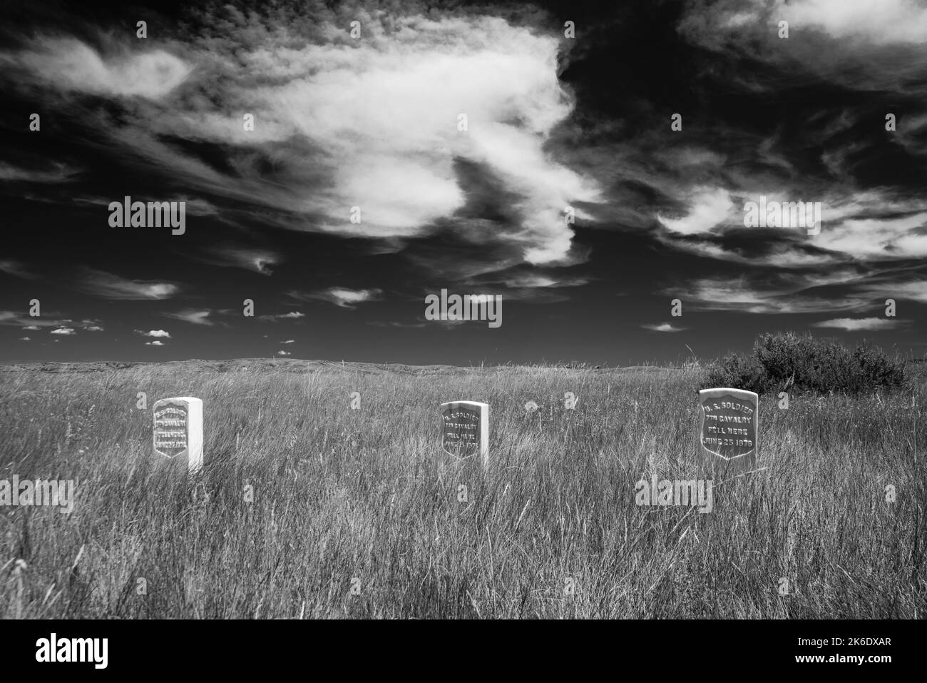 Photographie du monument national du champ de bataille de Little Bighorn lors d'un bel après-midi d'été. Garryowen, Montana, États-Unis. Banque D'Images