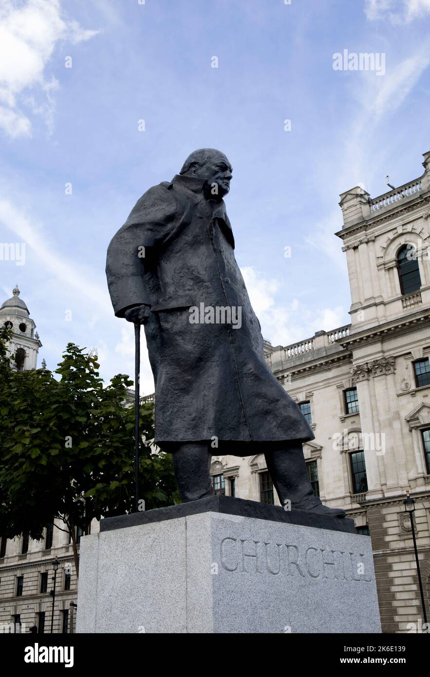 Sir Winston Churchill Statue Parliament Square Londres Banque D'Images