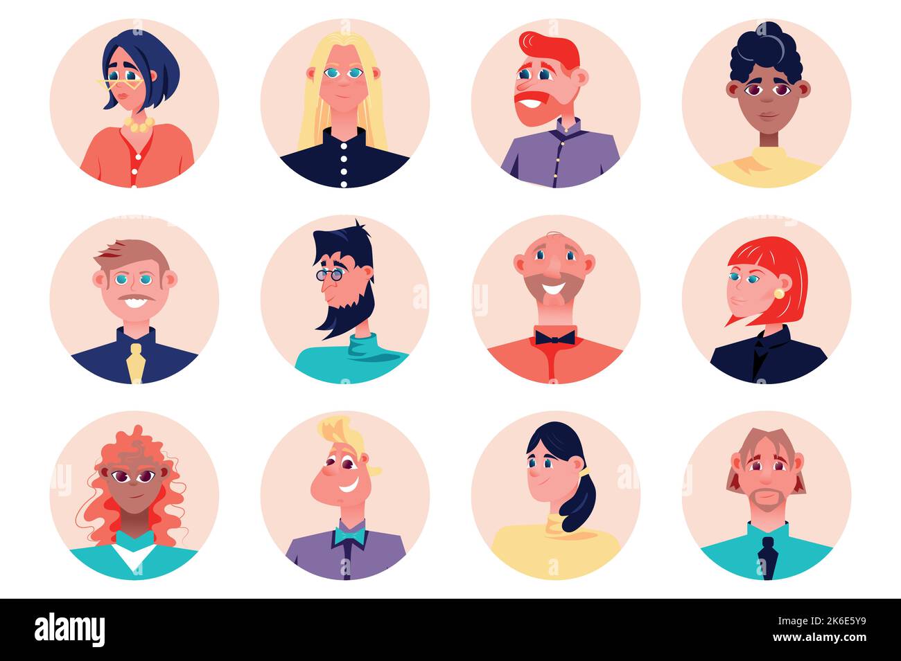 Les gens d'affaires avatars ensemble isolé. Homme d'affaires et femme d'affaires travaillant en entreprise. Divers hommes et femmes, mascottes pour le visage de sexe masculin et féminin. Vecteur Illustration de Vecteur