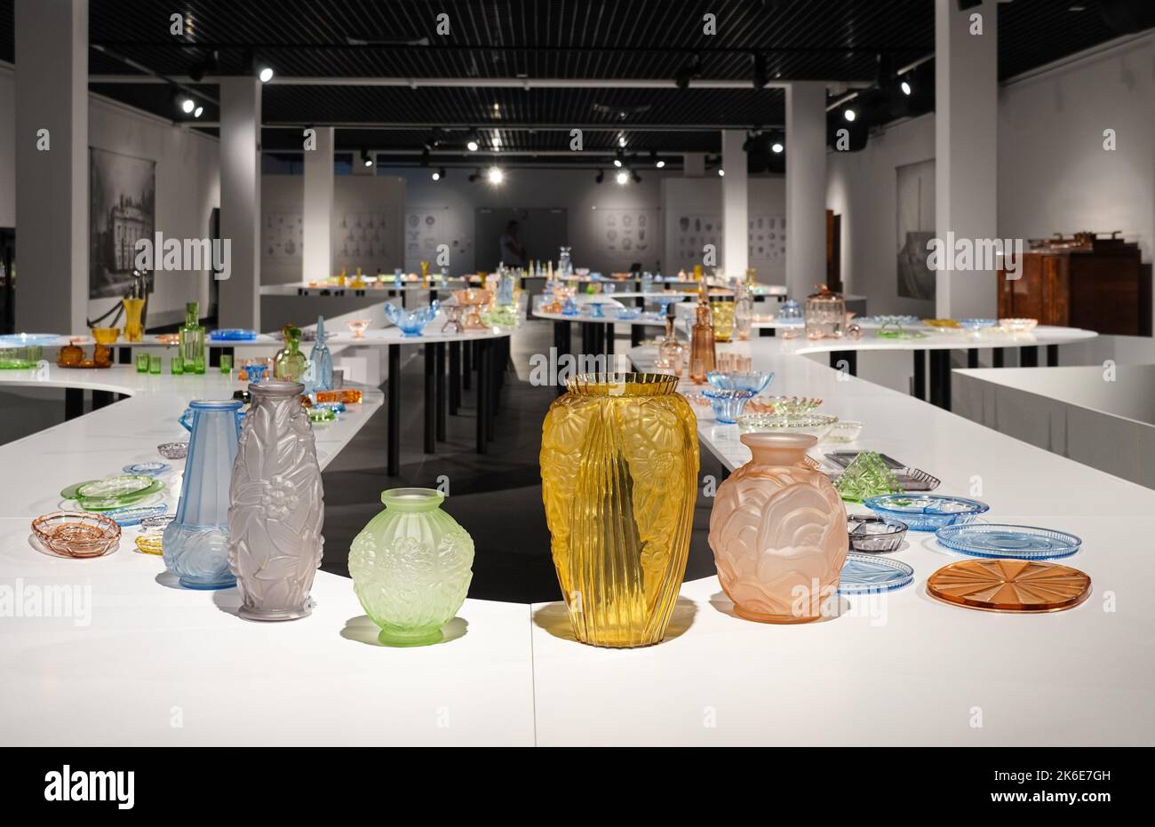 Exposition de verre au Musée Mazovien, collection Art Déco, Plock, Pologne Banque D'Images