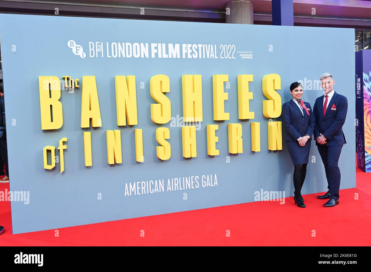 Londres, Royaume-Uni. 14th octobre 2022, les ambassadeurs américains de la compagnie aérienne arrivent au The Banshees of Inishenin - UK Premiere Premiere - BFI London film Festival, le 14th octobre 2022, Londres, Royaume-Uni. Banque D'Images