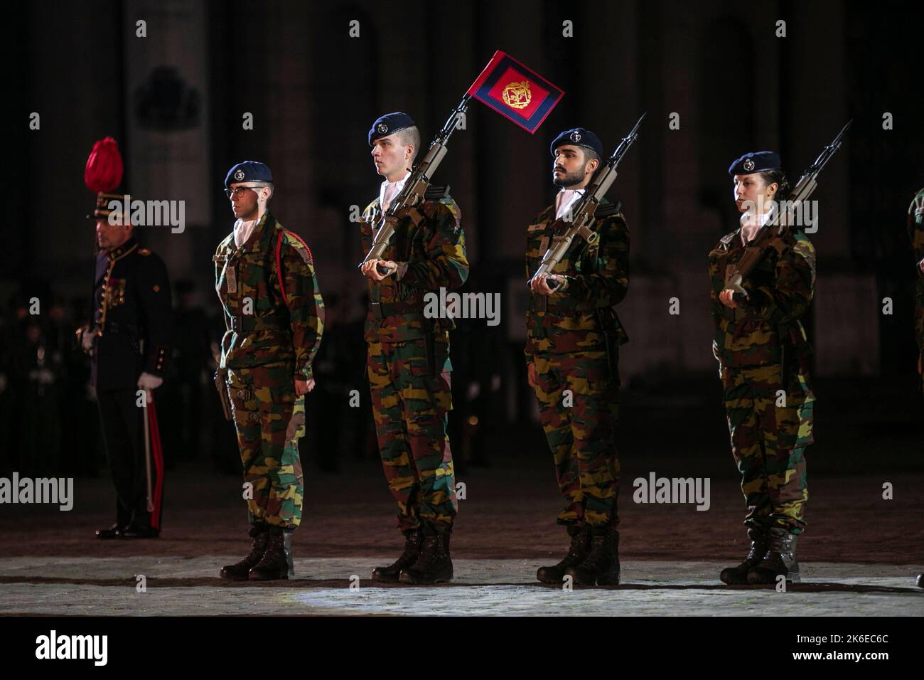 Prince Gabriel photographié lors de la cérémonie d'ouverture de l'année académique 2022-2023 de l'École militaire royale (KMS), à Bruxelles, le jeudi 13 octobre 2022. Les nouveaux étudiants, dont le prince Gabriel, font leur entrée solennelle et le roi remet également le degen du roi au vice-lieutenant Jasper Mathys. BELGA PHOTO HATIM KAGHAT Banque D'Images