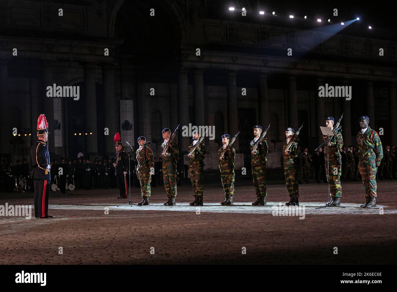 Prince Gabriel photographié lors de la cérémonie d'ouverture de l'année académique 2022-2023 de l'École militaire royale (KMS), à Bruxelles, le jeudi 13 octobre 2022. Les nouveaux étudiants, dont le prince Gabriel, font leur entrée solennelle et le roi remet également le degen du roi au vice-lieutenant Jasper Mathys. BELGA PHOTO HATIM KAGHAT Banque D'Images