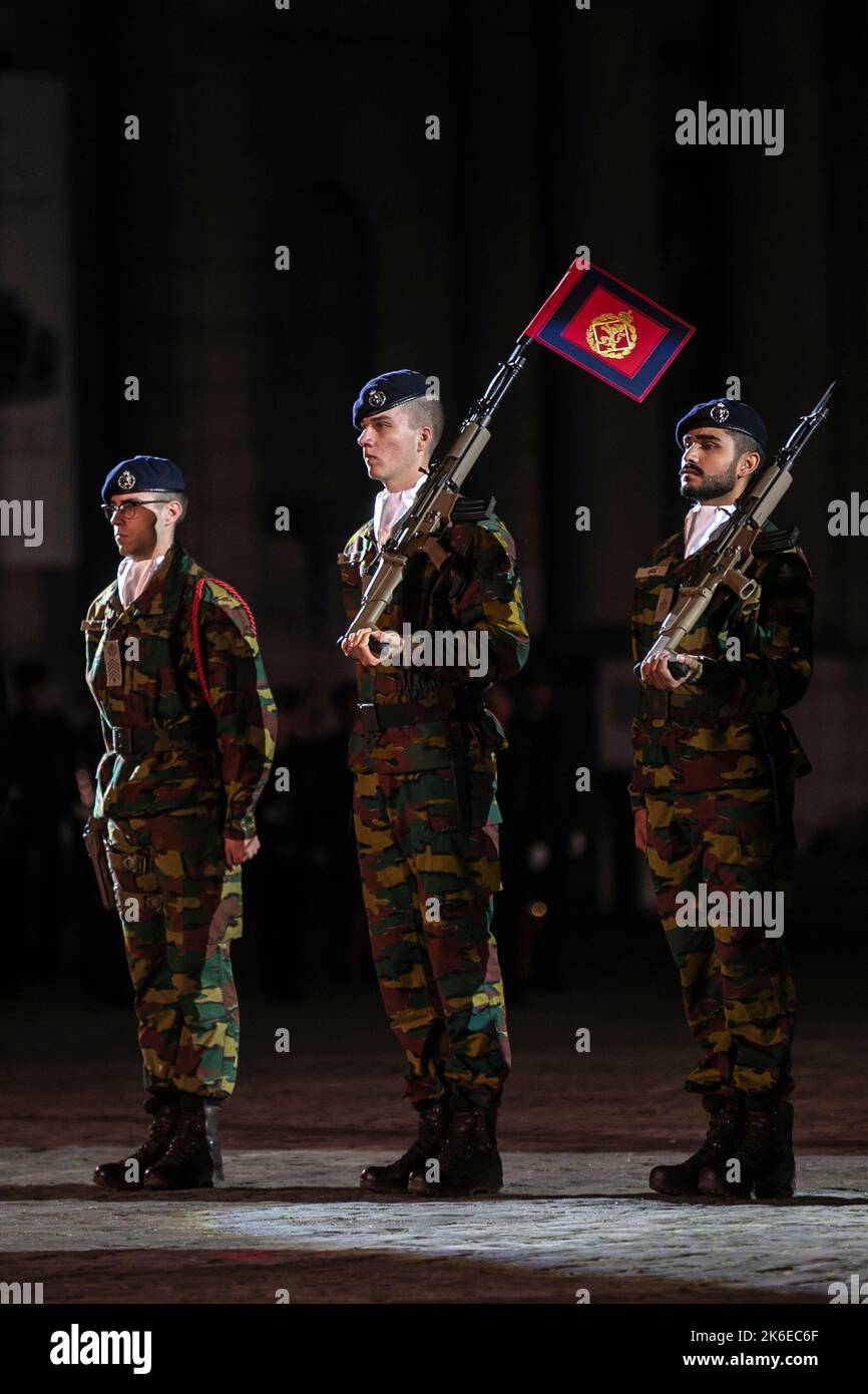 Prince Gabriel photographié lors de la cérémonie d'ouverture de l'année académique 2022-2023 de l'École militaire royale (KMS), à Bruxelles, le jeudi 13 octobre 2022. Les nouveaux étudiants, dont le prince Gabriel, font leur entrée solennelle et le roi remet également le degen du roi au vice-lieutenant Jasper Mathys. BELGA PHOTO HATIM KAGHAT Banque D'Images