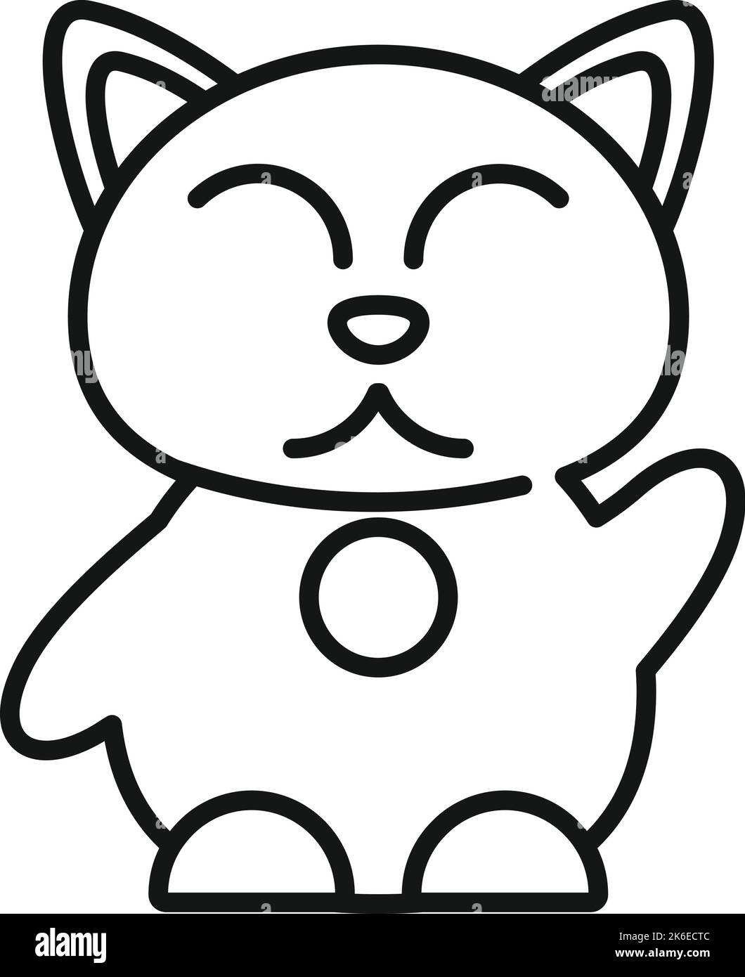 Vecteur de contour d'icône de chat de chance. Maneki japon. Fortune chinoise Illustration de Vecteur