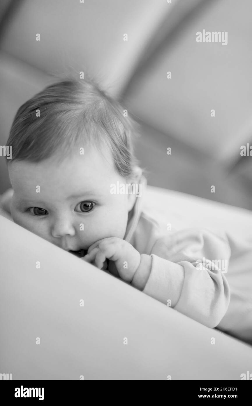 Portrait d'une petite fille mignonne avec des yeux étincelants Banque D'Images