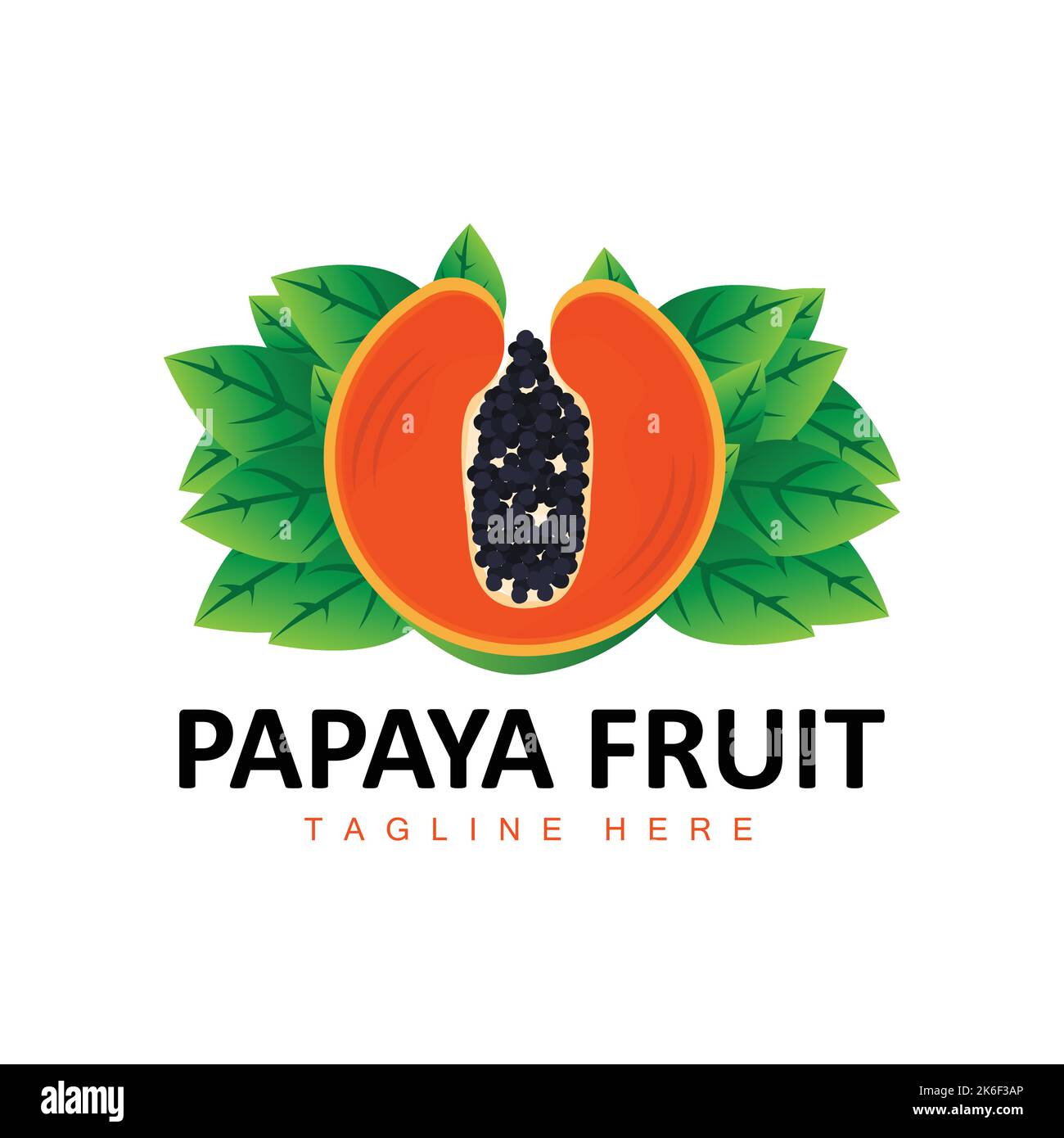 Logo papaye, vecteur de vitamine fruit, icône d'illustration de marque de produit fruit Illustration de Vecteur