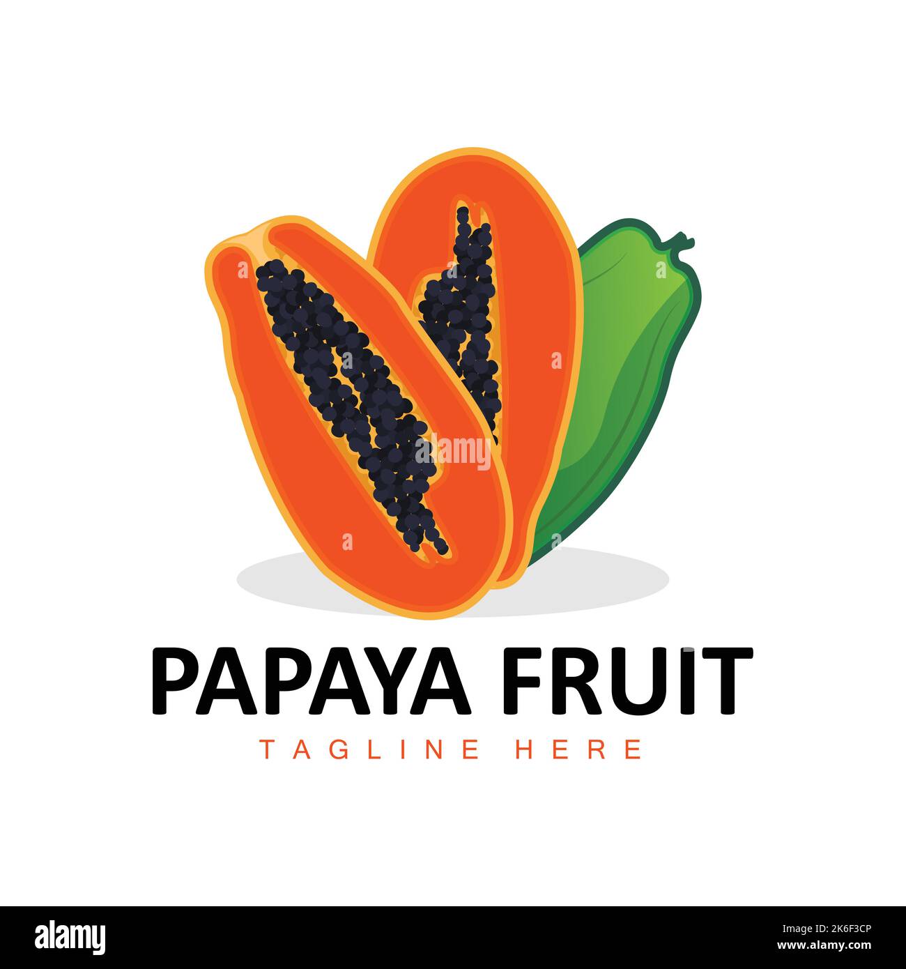 Logo papaye, vecteur de vitamine fruit, icône d'illustration de marque de produit fruit Illustration de Vecteur