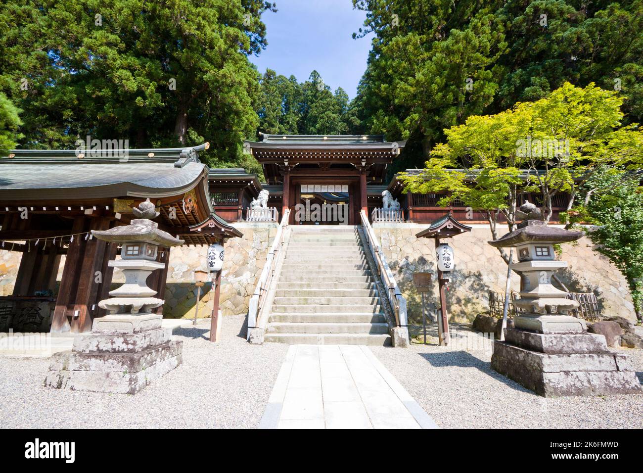 Sanctuaire Sakurayama Hachimangu dans la ville de Takayama, préfecture de Gifu, Chubu, Japon. Banque D'Images