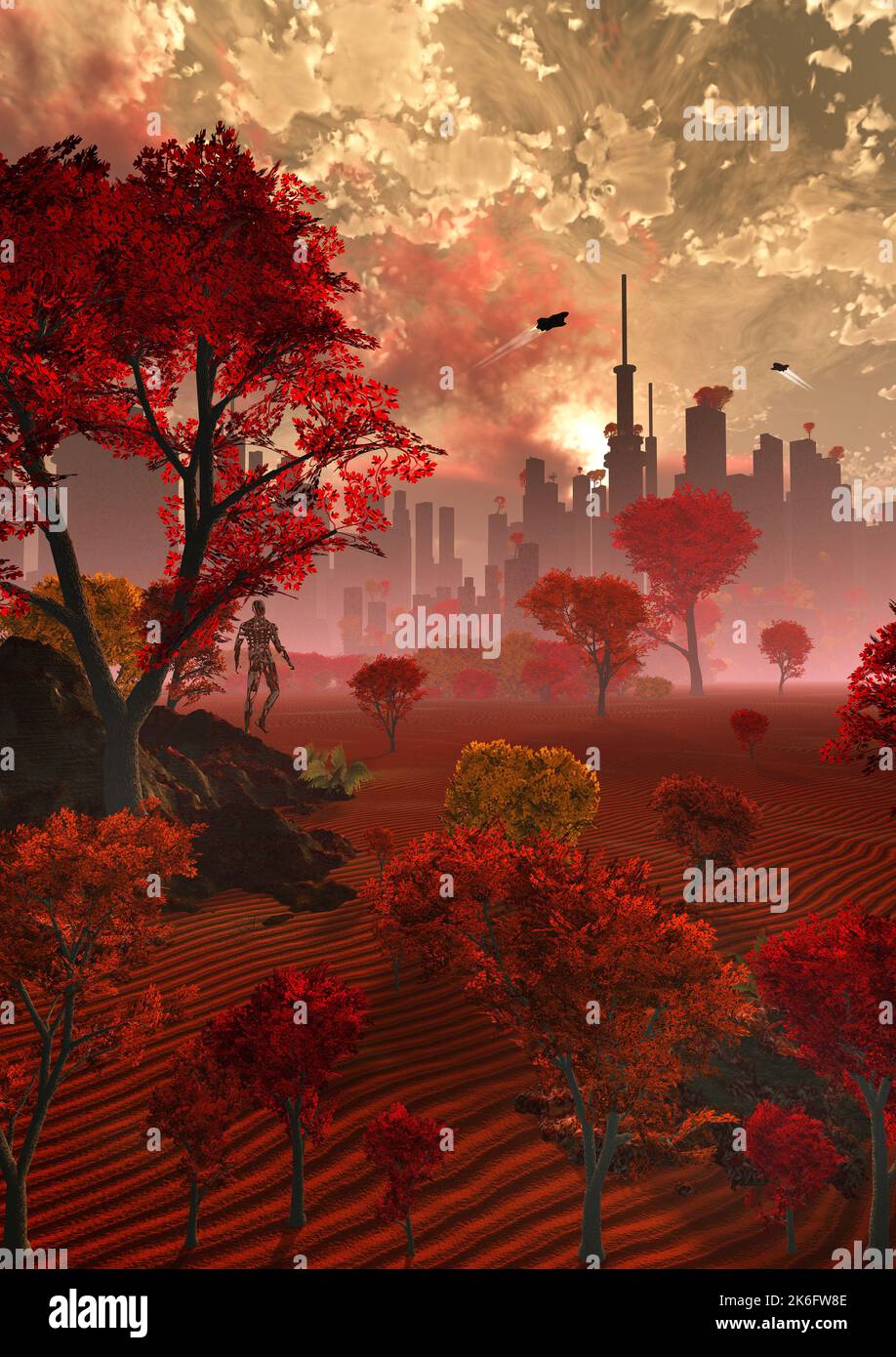 L'automne dans Une ville futuriste Banque D'Images