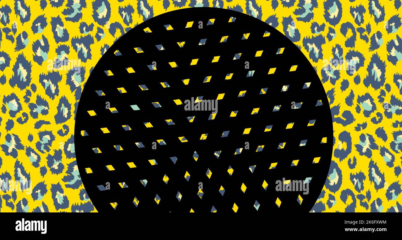 Illustration du losange en cercle noir sur fond abstrait multicolore, espace de copie Banque D'Images
