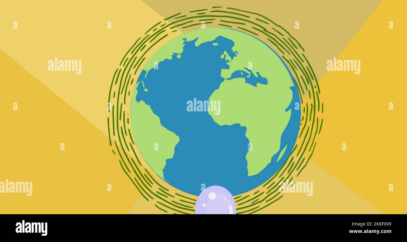 Illustration de motifs abstraits autour du globe et de perles blanches sur fond coloré Banque D'Images