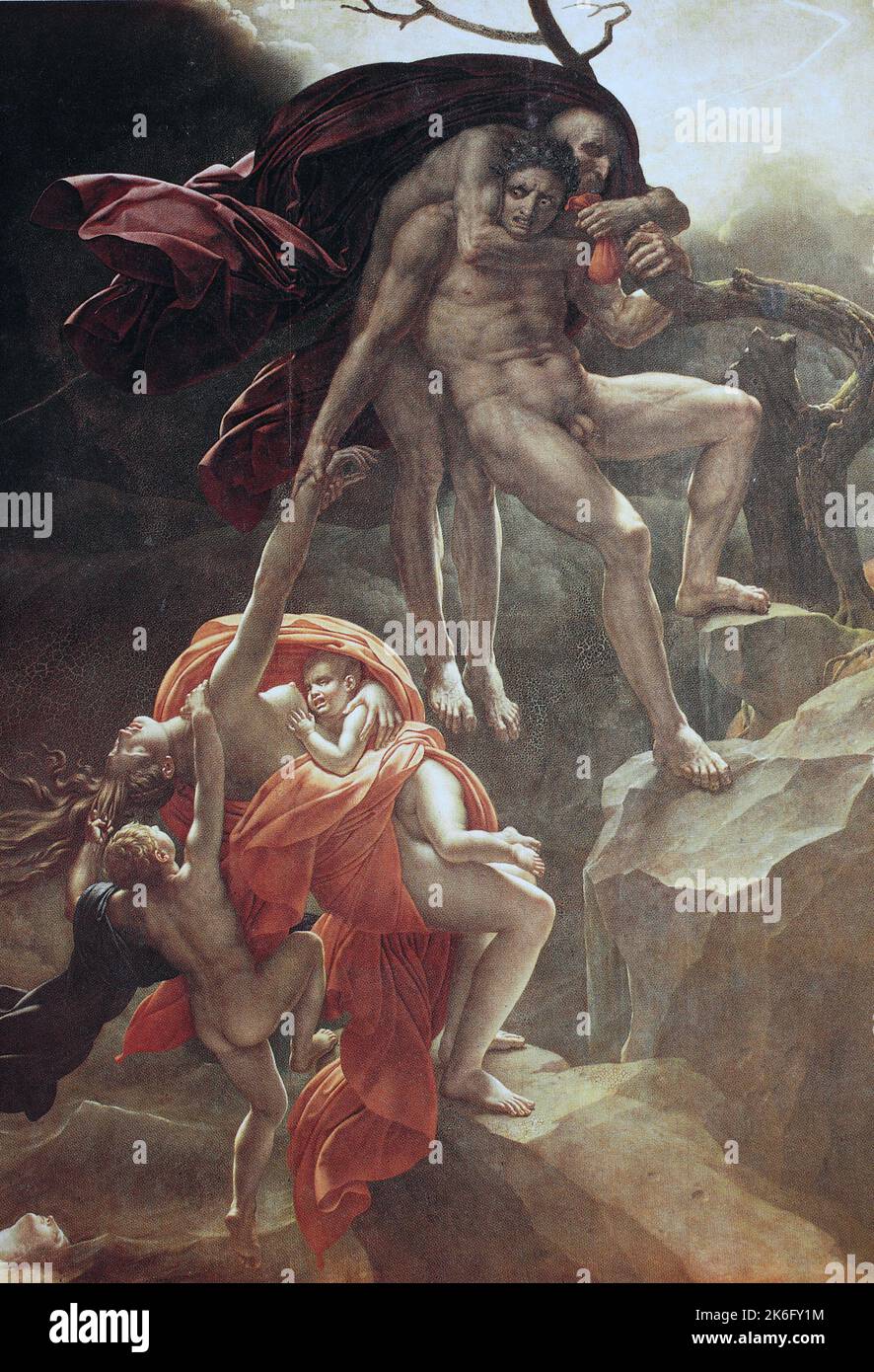 Anne-Louis Girodet-Trioson (* 5. Janvier 1767, † 9. Dezember 1824), eigentlich Anne-Louis Girodet de Roussy-Trioson oder Roucy-Trioson, war ein französischer Historien- und Porträtmaler an der Schwelle vom Klassizismus zur Romantik, das Gemälde Die Sintflut, lisch, Digital Historierüber 19. Jahrhundert, genaues Originaldatum nicht bekannt / Anne-Louis Girodet-Trioson (5 janvier 1767, † 9 décembre 1824), en fait Anne-Louis Girodet de Roussy-Trioson ou Roucy-Trioson, était un peintre français d'histoire et de portrait sur le point de la clasicarie et du classicisme Banque D'Images