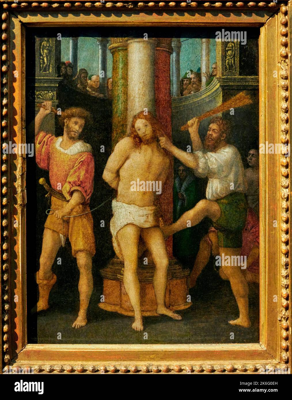 Flagellazione di Cristo - tempera su pergamena incollata su tela e applicata su tavola - Giovan Francesco Caroto - 1515 - Milano, Italia, Museo Poldi Banque D'Images