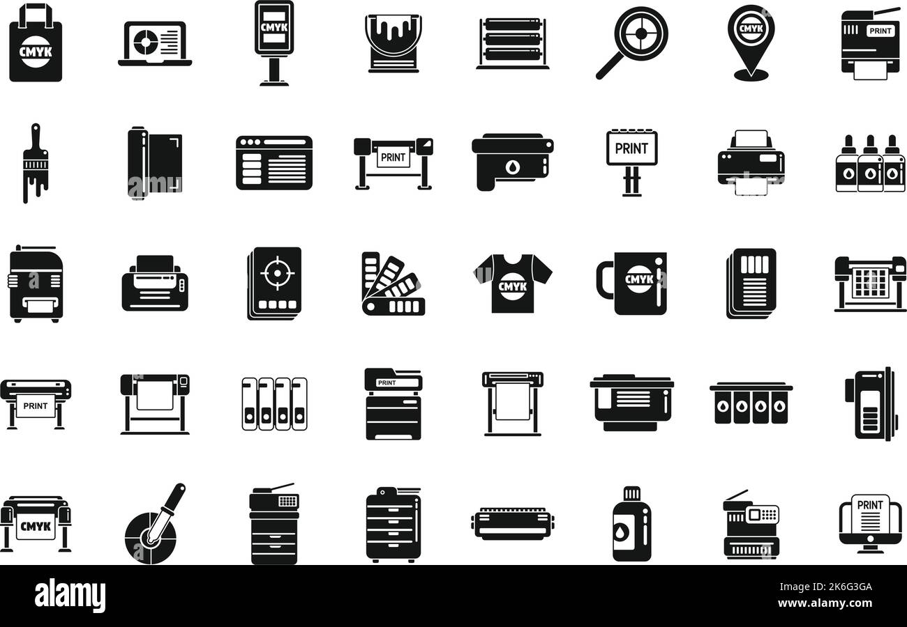 Les icônes d'impression numérique définissent un vecteur simple. Imprimante d'ordinateur. Papier numérique Illustration de Vecteur