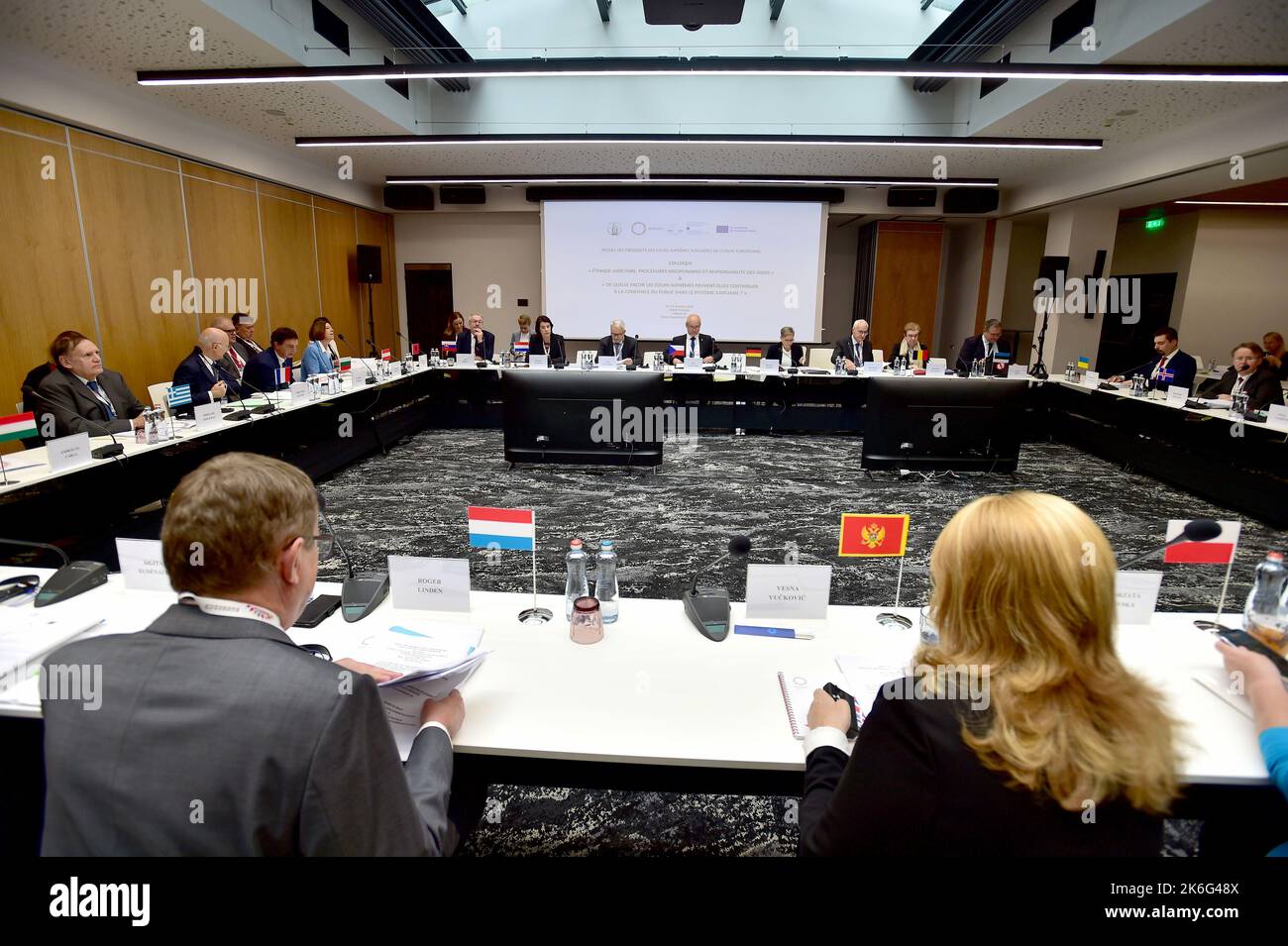 Brno, République tchèque. 14th octobre 2022. Le Colloque du réseau des Présidents des cours supérieures de l'Union européenne tenu par la Cour suprême tchèque à Brno, République tchèque, vendredi, 14 octobre 2022, Au sein de la présidence tchèque de l'UE. Crédit: Vaclav Salek/CTK photo/Alay Live News Banque D'Images