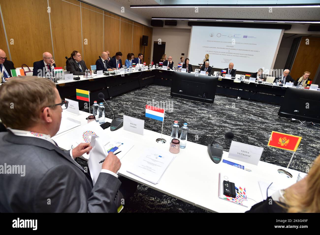 Brno, République tchèque. 14th octobre 2022. Le Colloque du réseau des Présidents des cours supérieures de l'Union européenne tenu par la Cour suprême tchèque à Brno, République tchèque, vendredi, 14 octobre 2022, Au sein de la présidence tchèque de l'UE. Crédit: Vaclav Salek/CTK photo/Alay Live News Banque D'Images