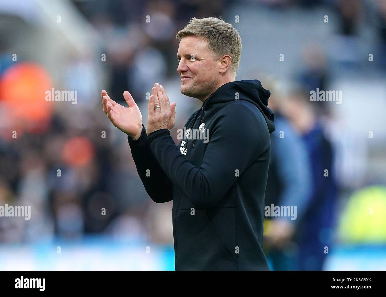 Photo du dossier datée du 08-10-2022 d'Eddie Howe, qui a insisté sur le fait qu'il n'y a aucune raison pour laquelle Newcastle ne peut pas un jour rivaliser avec Manchester United en tant que force mondiale. Date de publication : vendredi 14 octobre 2022. Banque D'Images